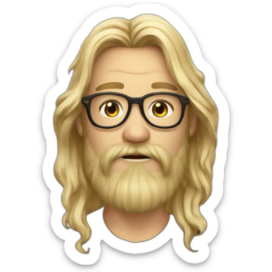 Dude blond round glasses chaotic beard long hair drink rhum sticker