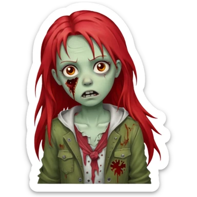 i want a pretty zombie girl emoji with red long hair sticker