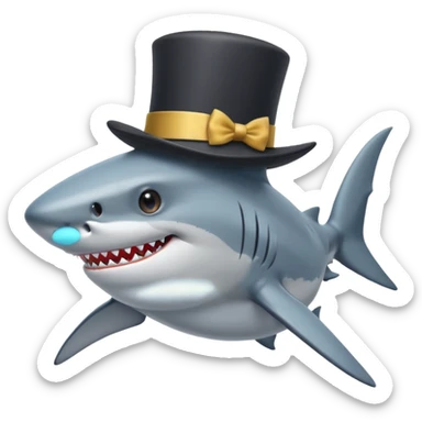 Shark with a top hat sticker