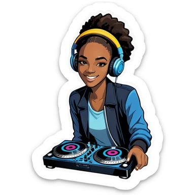 A black women teen dj sticker