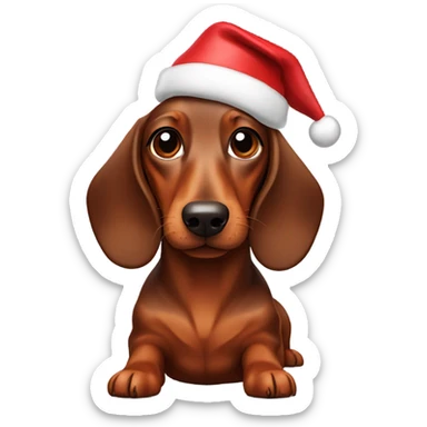 brown daschund with Christmas hat with a man  sticker