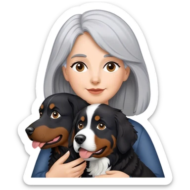 Black lab Gray hair Woman and black lab and Bernese mountain dog sticker