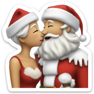 Santa kissing Mrs clause sticker