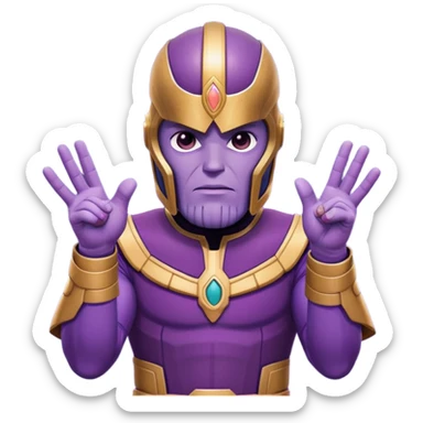 Thanos wearing a Squid Game guard uniform making a hand gesture sticker