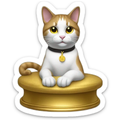 cat secretary sitting on top of the gold cloud sticker