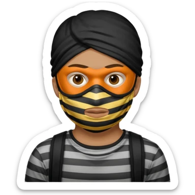 thief, with stripped shirt, facemask, thief mask. sticker
