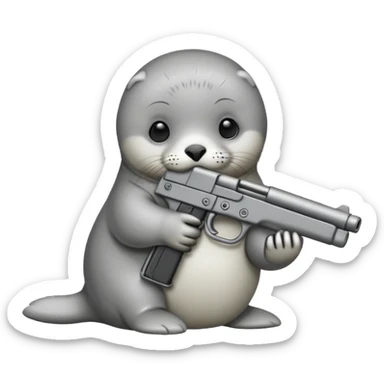 Baby seal with a gun sticker