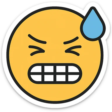 bad face emoji with a grimace and sweat drop sticker