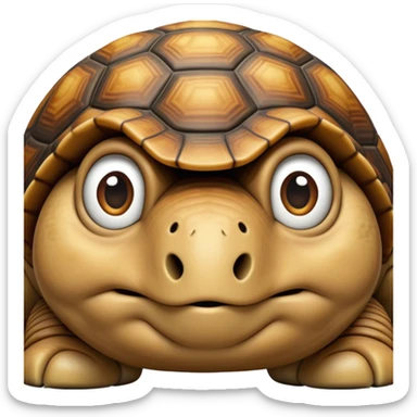 cinematic-tortoise-realistic--emoji,-sturdy-domed-shell-in-rich-earthy-tones,,-wrinkled-wise-face-peering-ahead-with-calm-determination,-cute large-eyes-reflecting-centuries of wisdom, zoomed into its face sticker