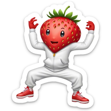 a strawberry break dancing  sticker