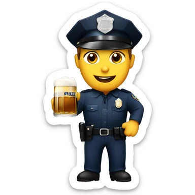 A police officer with a beer sticker