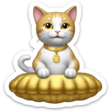 cat secretary sitting on top of the gold cloud sticker