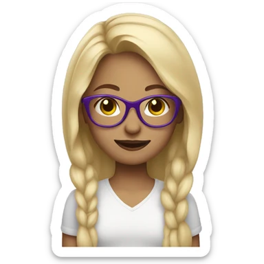 girl with blonde hair and purple glasses sticker