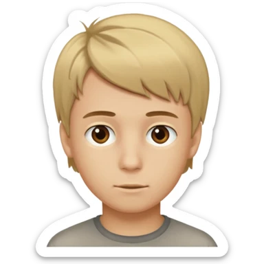 dirty blond haired boy with brown eyes and a nice haicut sticker