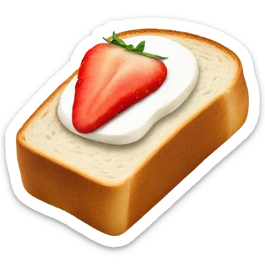 Toast from a loaf of bread with cream cheese and sliced strawberries sticker