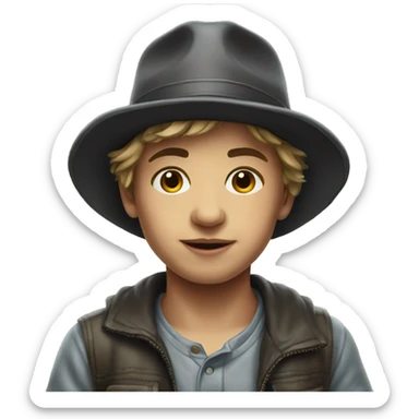 realistic portrait of boy in hat sticker