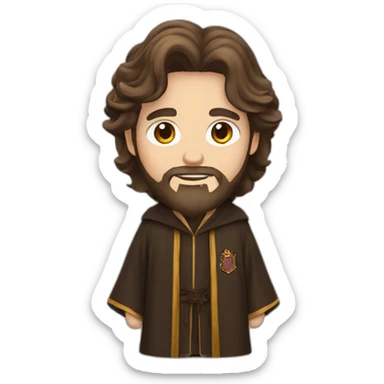 long brown haired bearded man in hogwarts robes sticker