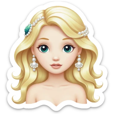 A mermaid with blonde hair and pearl accessories. 🧜‍♀️✨ sticker