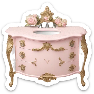 vintage rococo light pink dainty floral vanity sticker