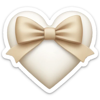 white heart with beige bow sticker
