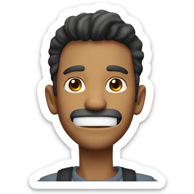 A guy with a chiseled jaw that is mewing and sigma sticker