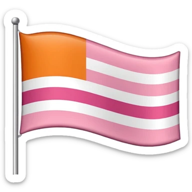 flag with the following colours in horizontal stripe: dark orange, light orange, white, light pink, dark pink sticker