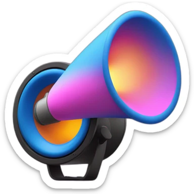 a blue loudspeaker in a pink flame sticker