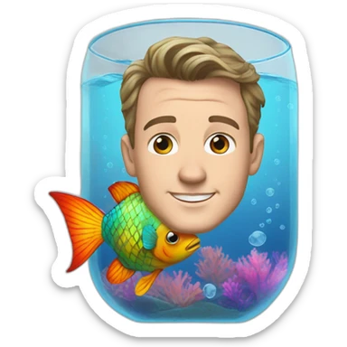 Jonathan Toews as rainbow fish inside an aquarium sticker