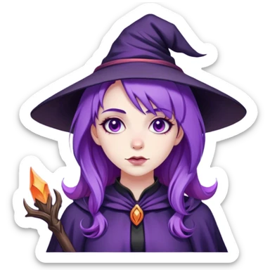  witch girl purple hair sticker