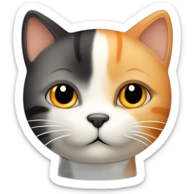 one beige cat and one black, white and orange cuddling sticker