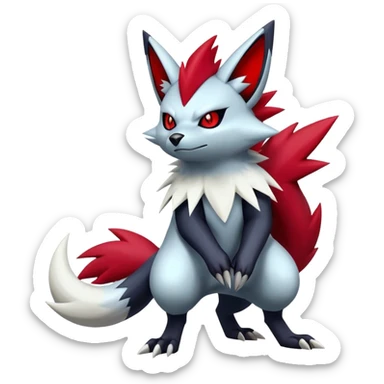 Epic Shiny Cool Edgy Zangoose-Zorua-Zoroark-Pokemon-fakemon-hybrid-animal Full Body  sticker