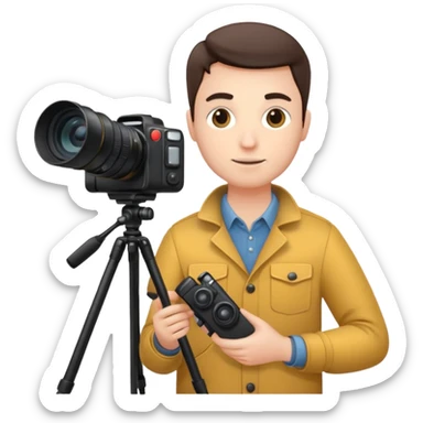 Photographer with tripod & remote, sticker