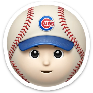Baseball wearing a cubs hat sticker