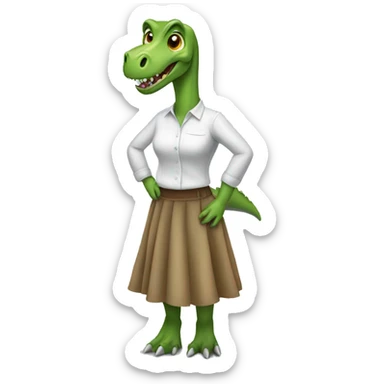 Dinosaur wearing a skirt sticker