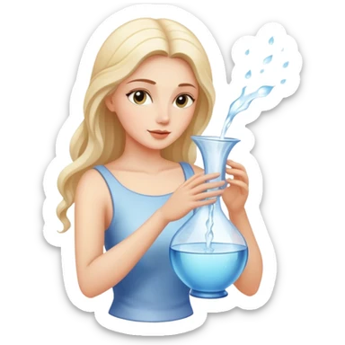 The zodiac symbol Aquarius. A mystical beautiful woman pouring out an elegant vase of water. sticker