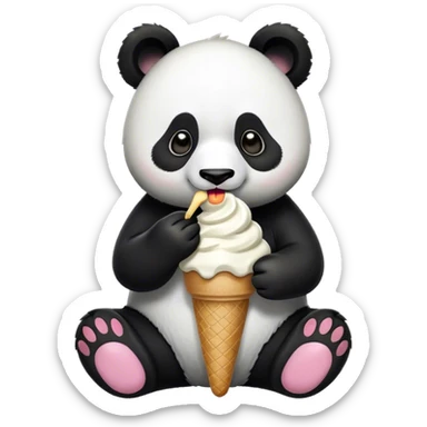 Panda eating ice cream sticker