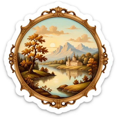 Vintage brown rococo painting art nature  sticker