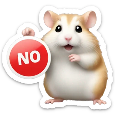 hamster holding a 'no entry' sign sticker