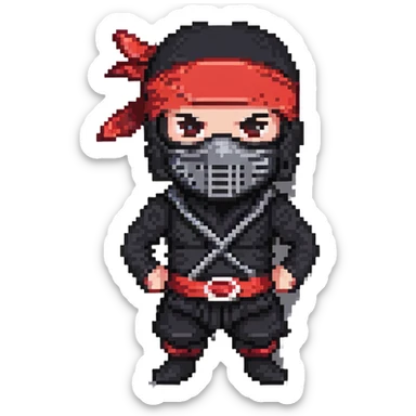 Masked ninja, red headband sticker