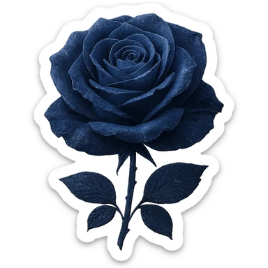 a midnight rose with rich navy petals, highlighted with silver threads and a gentle moonlit shine sticker