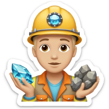 mineral rock fan geologist just face with lots of gem accessories sticker