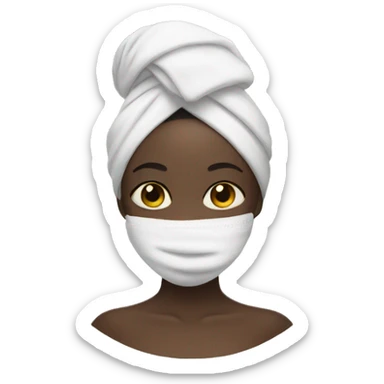 black girl doing a face mask peaceful with a towel wrapped around her head  sticker