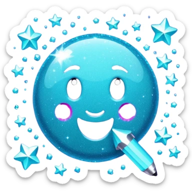 Glitter Purple and Cian less symbol sticker