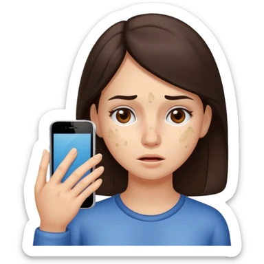 brunette woman with lots of acne sticker