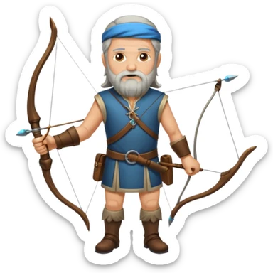 old aged archer dont wear him dress, he should be in long hair , long beard sticker