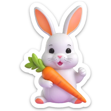 rabbit with a carrot sticker