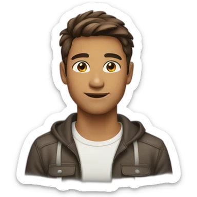 young man - tan skin - light beard - short brown hair sticker