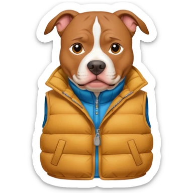 Pitbull wearing a puffer vest  sticker