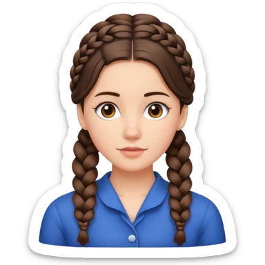 Back of brunettes head with a french braid sticker