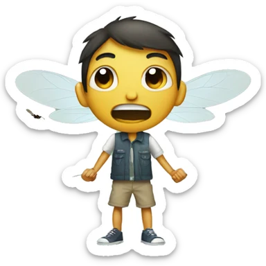 Boy smacking mosquito sticker